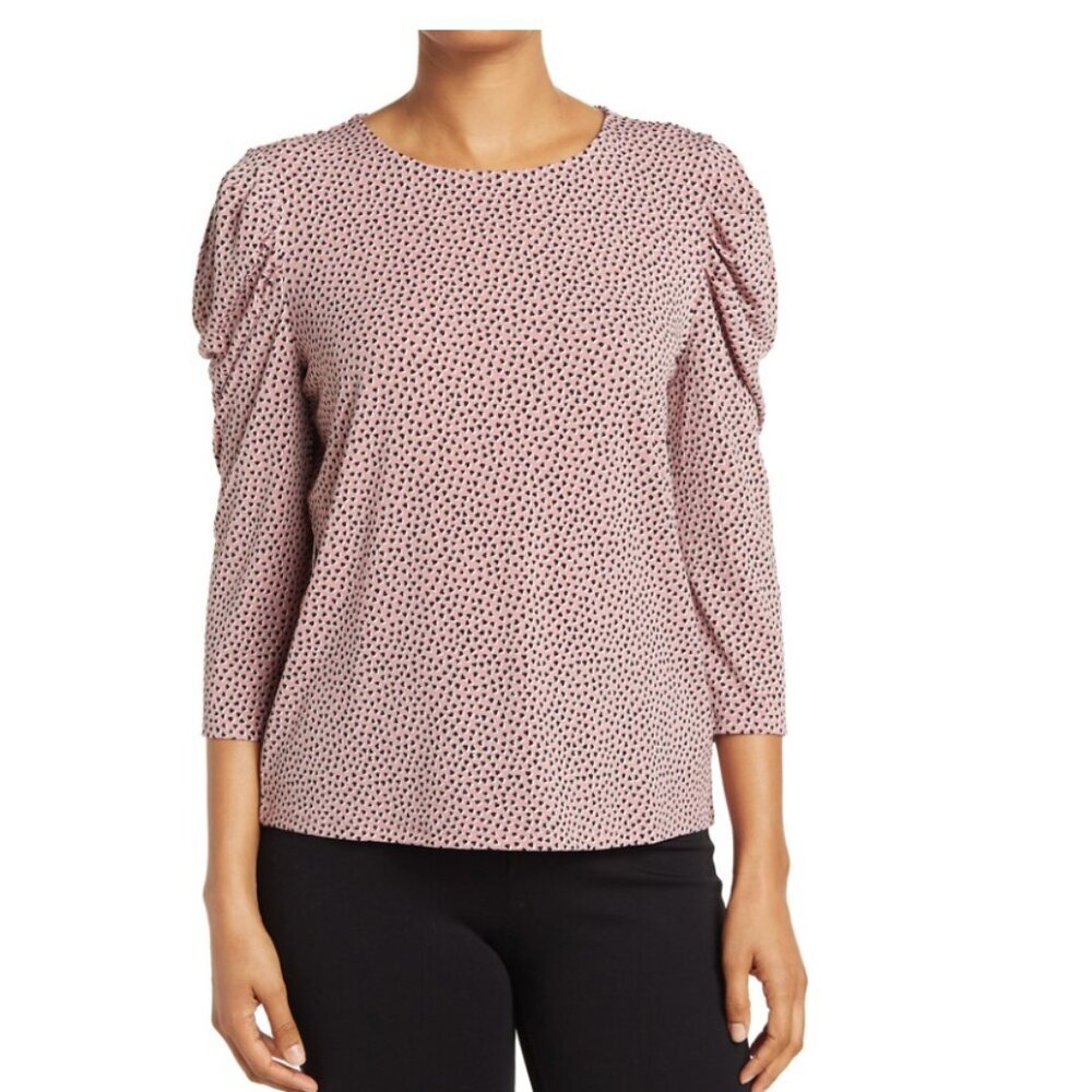 Women's Adrianna Papell EUC Printed Knit Moss Crepe 3/4 Sleeve Top Sz Large